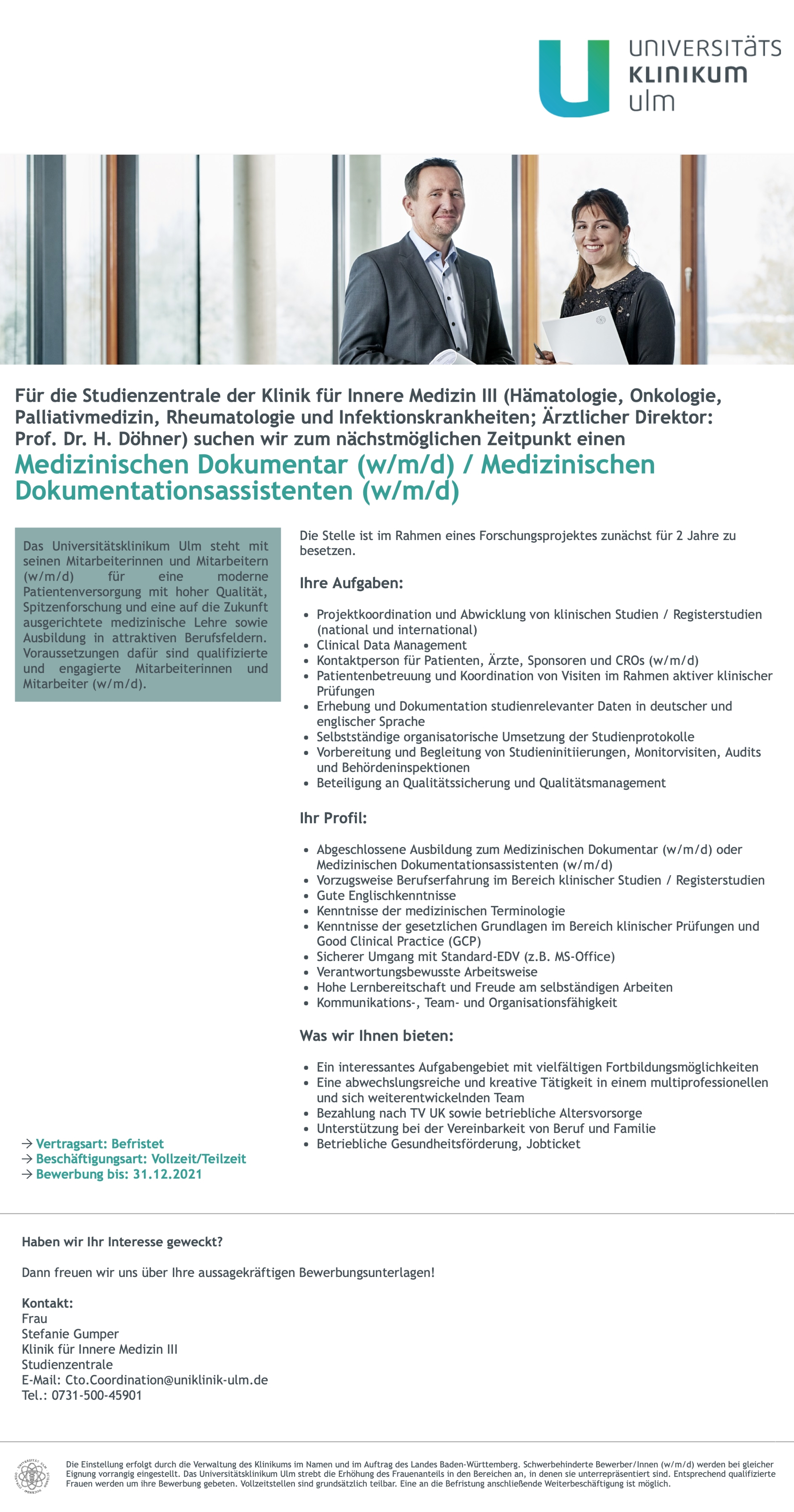 Medizinischer Dokumentar (w/m/d) / Medizinischer Dokumentationsassistent (w/m/d)